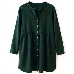 J.Jill Button-Down Tunic | M Petite Forest Green EUC long sleeve